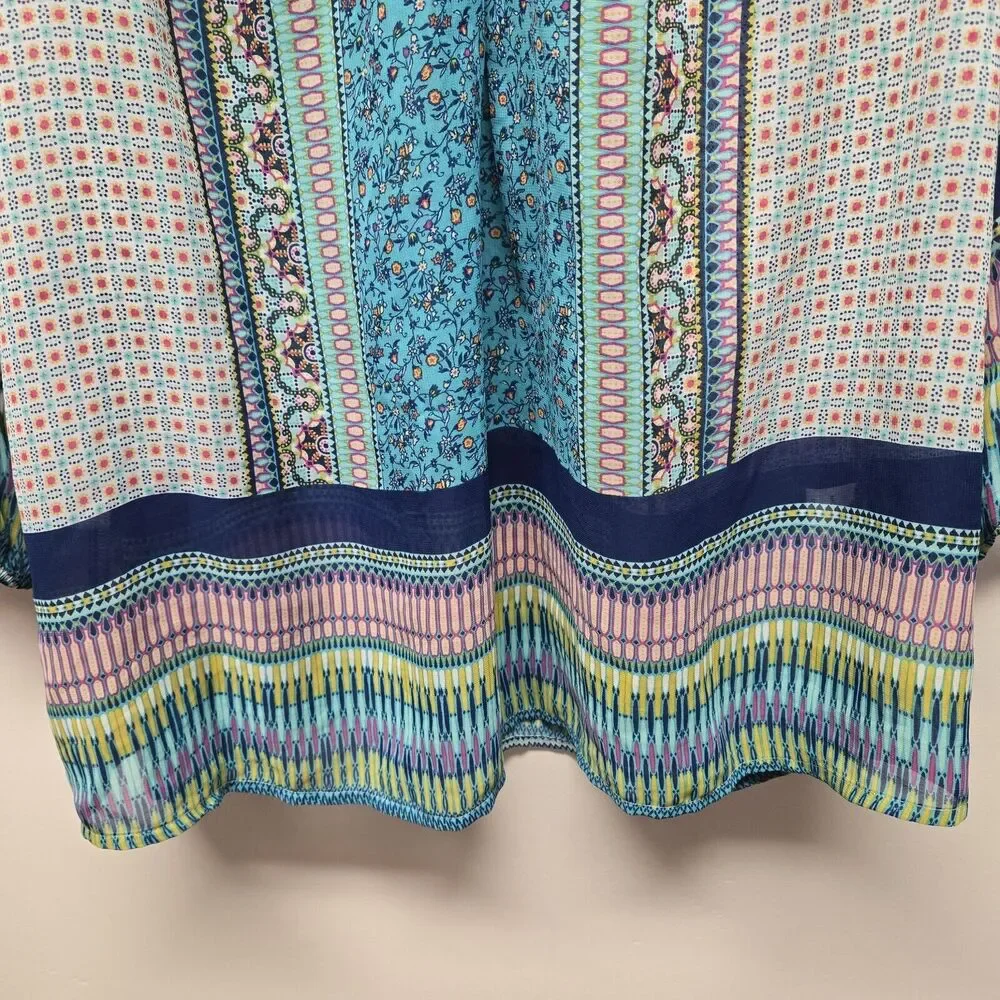 Anthropologie Fig & Flower Womens Tunic Floral Top Blouse sz Small Colorful